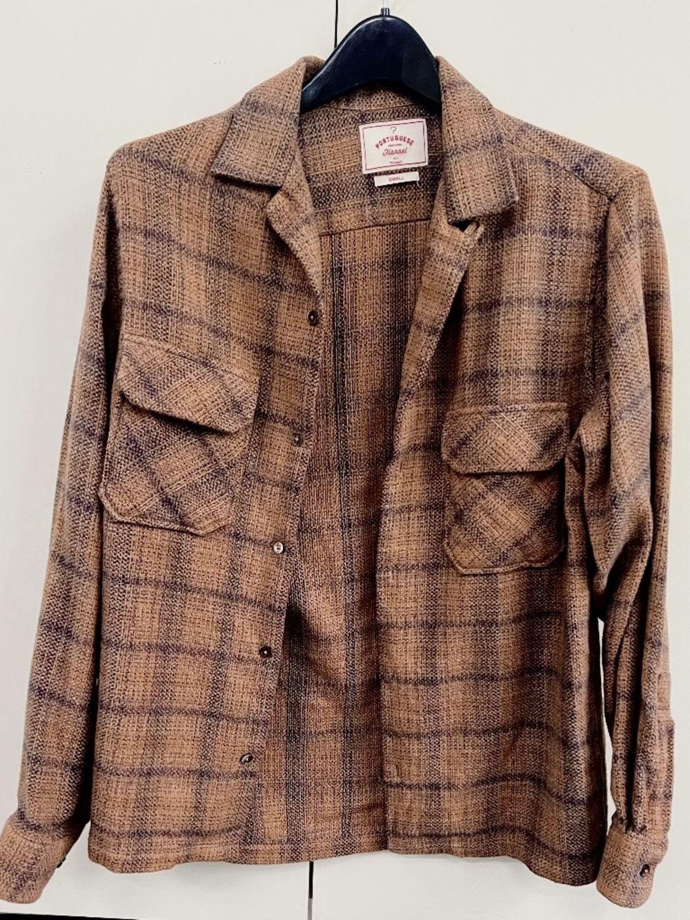 Portuguese Flannel Long Sleeve Shirt, Small, "Toasted Orange"